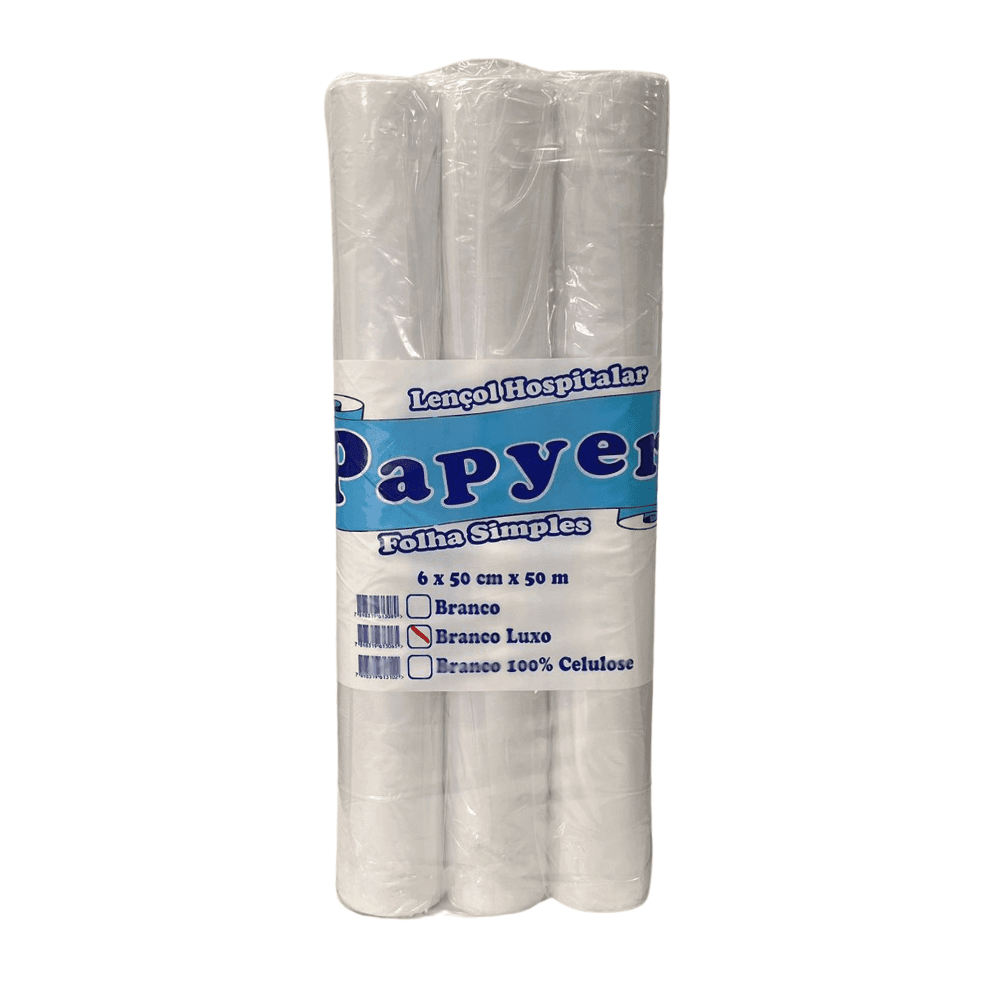 Lençol Hospitalar 50x50 Luxo Papyer 6 rolos. Categoria Papéis. Subcategoria Lençol Hospitalar. Marca Papyer. Quantidade 6 rolos. Casa Limpa em São Paulo, Rua Apinajés 1484, Sumaré.