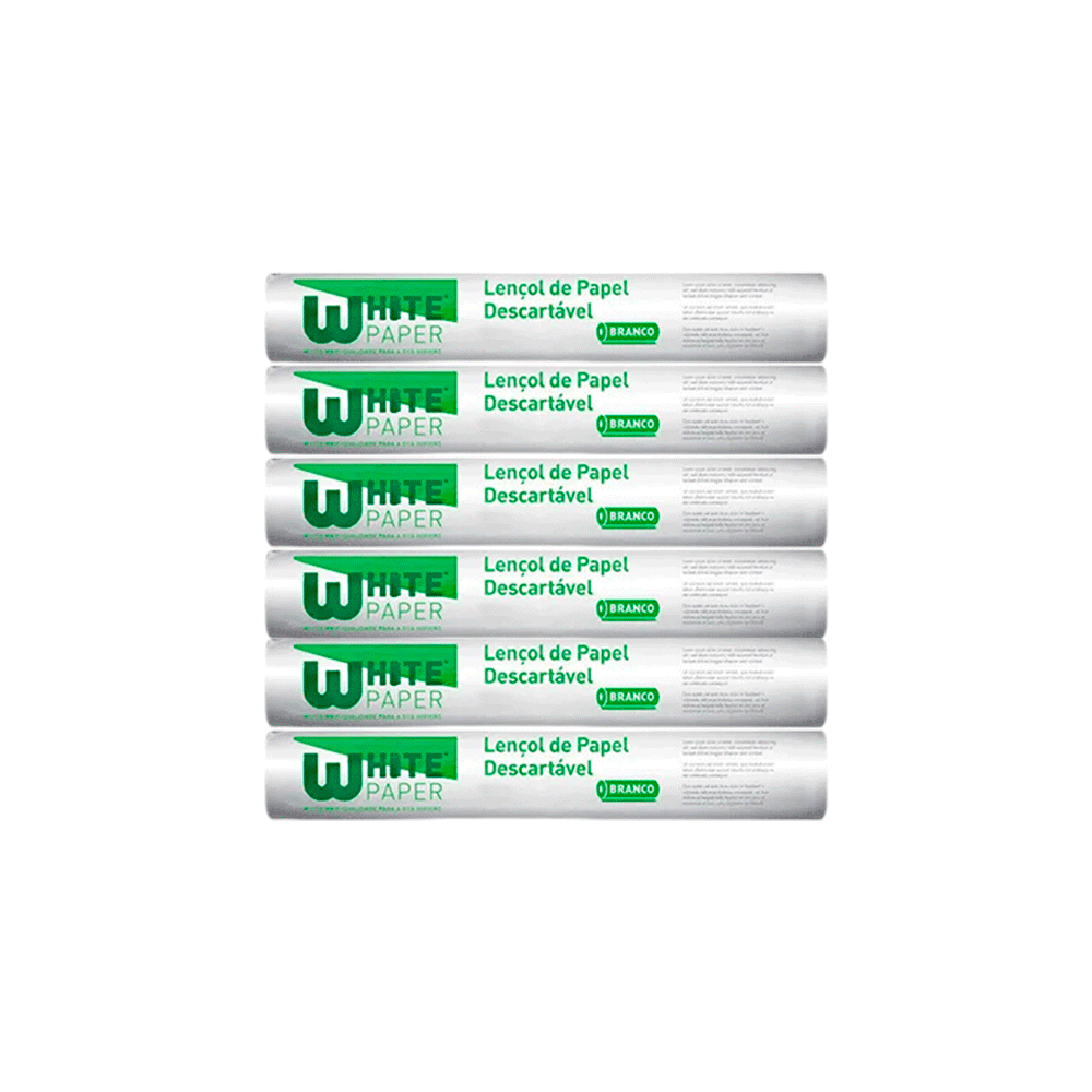Lençol Hospitalar de Papel Branco 70x50 White Paper 6 rolos. Categoria Papéis. Subcategoria Lençol Hospitalar. Marca White Paper. Quantidade 6 rolos. Casa Limpa em São Paulo, Rua Apinajés 1484, Sumaré.