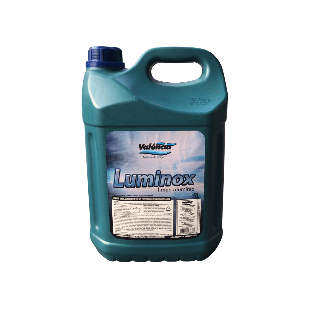 Limpa Alumínio Luminox Valência 5l. Categoria Produtos de Limpeza. Subcategoria Limpa Alumínio. Marca Valência. Quantidade 5L. Casa Limpa em São Paulo, Rua Apinajés 1484, Sumaré.