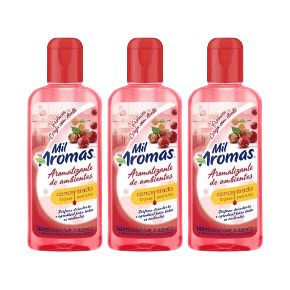 Limpador Perfumado Concentrado Cereja e Avelã Mil Aromas 140ml 3 unidades. Categoria Produtos de Limpeza. Subcategoria Limpador Perfumado. Marca Mil Aromas. Quantidade 140ml. Casa Limpa em São Paulo, Rua Apinajés 1484, Sumaré.