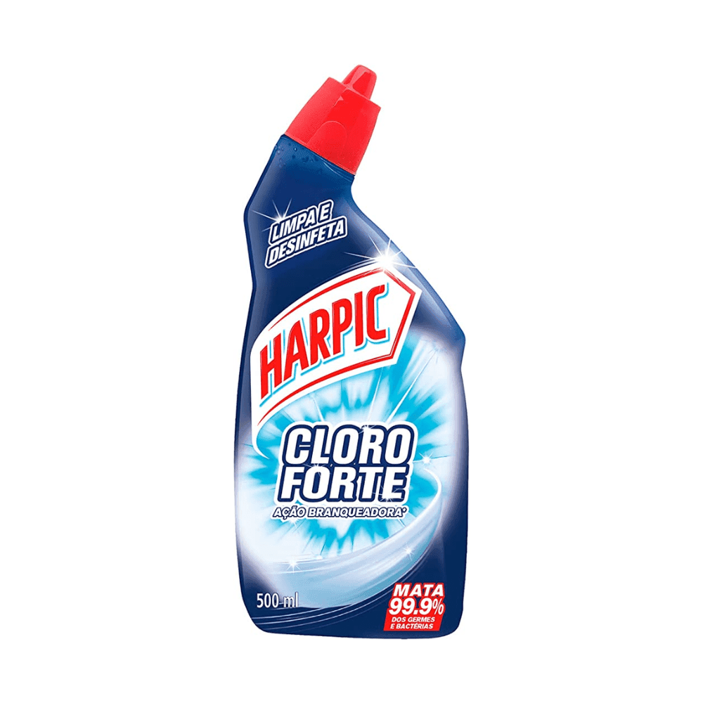 Limpador Sanitário Cloro Forte em Gel Harpic 500ml. Categoria Produtos de Limpeza. Subcategoria Limpador Sanitário. Marca Harpic. Quantidade 500ml. Casa Limpa em São Paulo, Rua Apinajés 1484, Sumaré.