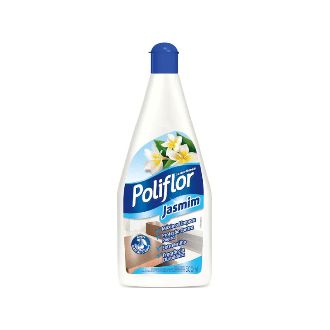 Lustra Móveis Jasmim Poliflor 500ml. Categoria Produtos de Limpeza. Subcategoria Lustra Móveis. Marca Poliflor. Quantidade 500ml. Casa Limpa em São Paulo, Rua Apinajés 1484, Sumaré.