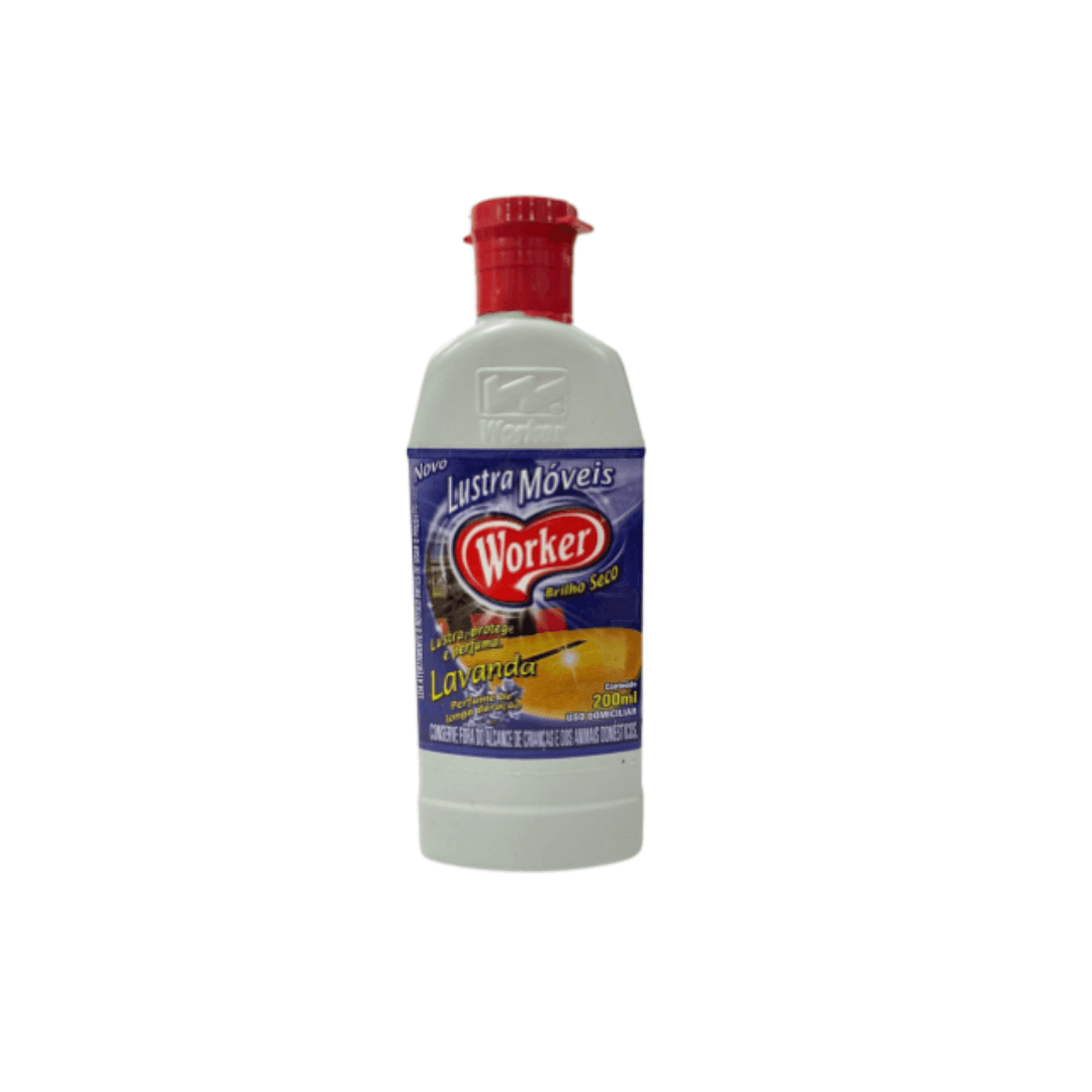 Lustra Móveis Lavanda Worker 200ml. Categoria Produtos de Limpeza. Subcategoria Limpador Sanitário. Marca Worker. Quantidade 200ml. Casa Limpa em São Paulo, Rua Apinajés 1484, Sumaré.