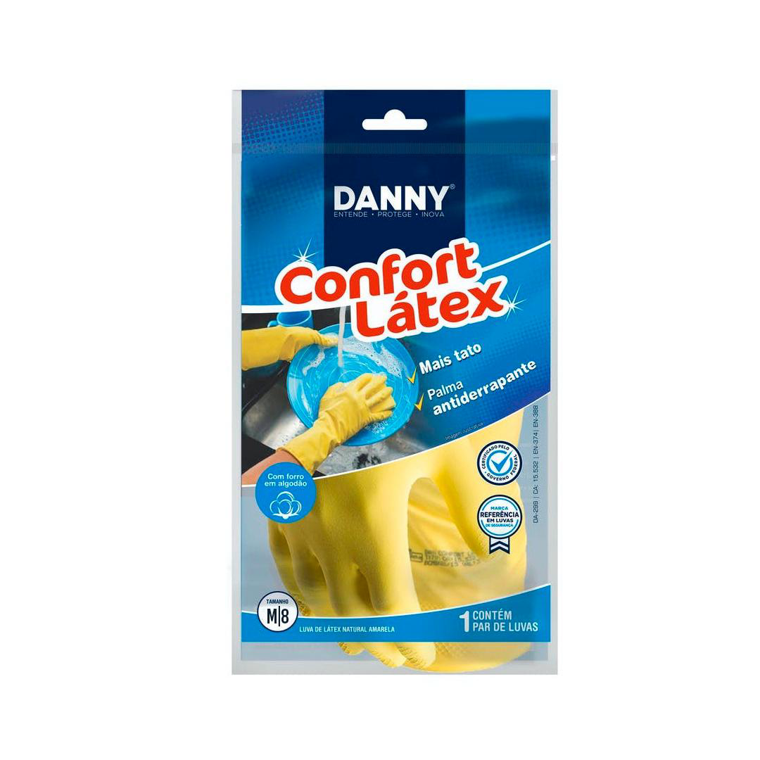 Luva de Látex Amarela M Forrada Danny CA 15532 Proteção Química e Mecânica. Categoria EPI. Subcategoria Luvas para Limpeza. Marca Danny. Quantidade 1. Casa Limpa em São Paulo, Rua Apinajés 1484, Sumaré.