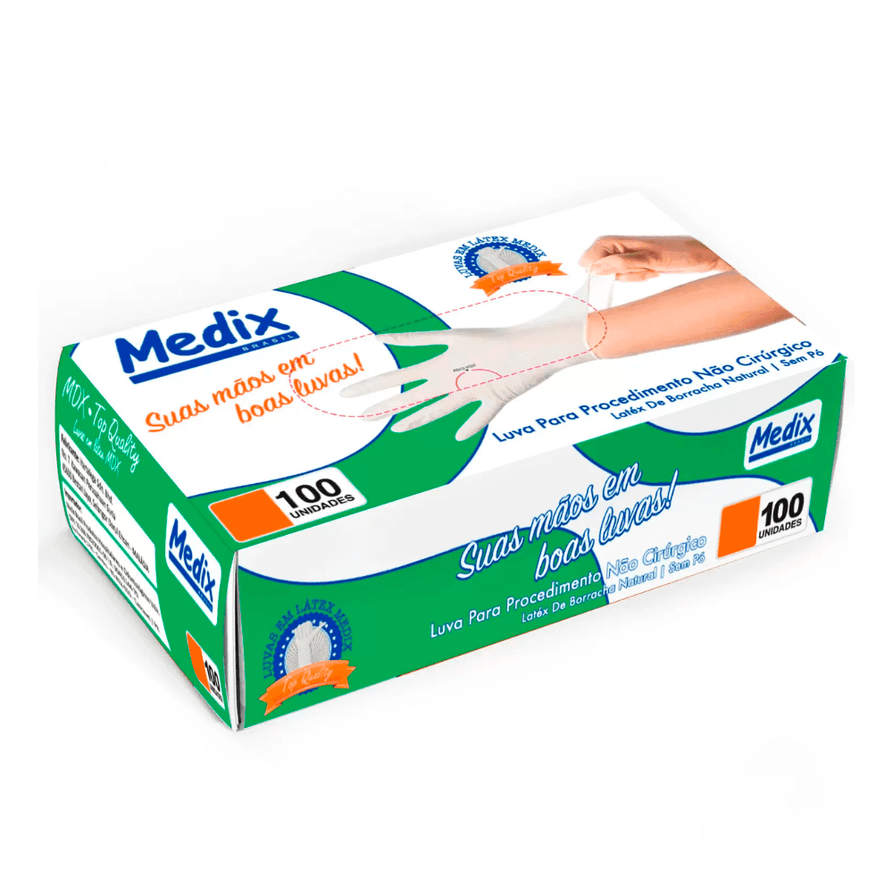 Luva de Látex M sem Pó CA 44504 Proteção Biológica para procedimento não cirúrgico Medix 100 unidades. Categoria EPI. Subcategoria Luvas de Látex. Marca Medix. Quantidade 1. Casa Limpa em São Paulo, Rua Apinajés 1484, Sumaré.