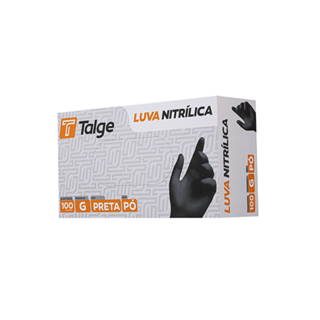 Luva Nitrilica G Talge sem pó Preta. Categoria EPI. Subcategoria Luvas Nitrílicas. Marca Talge. Quantidade 100 Luvas. Casa Limpa em São Paulo, Rua Apinajés 1484, Sumaré.