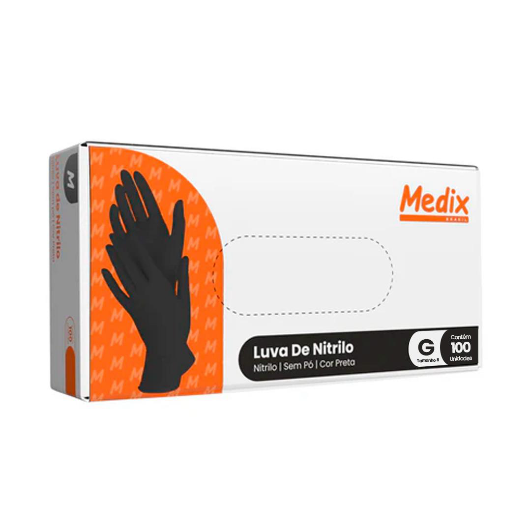 Luva Nitrilo G Medix Sem Pó Preta. Categoria EPI. Subcategoria Luvas Nitrílicas. Marca Medix. Quantidade 100 Unidades. Casa Limpa em São Paulo, Rua Apinajés 1484, Sumaré.