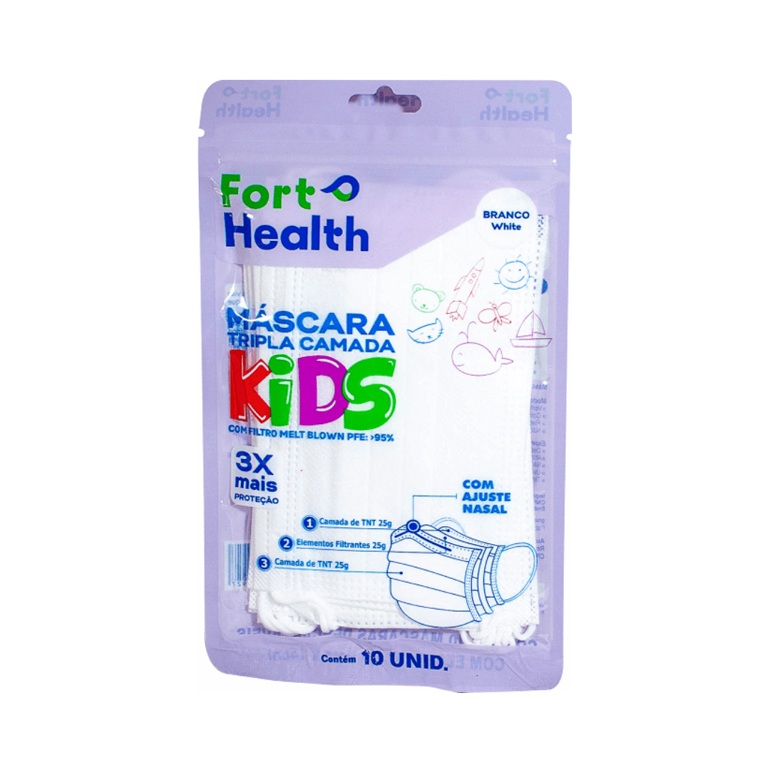 Máscara Descartável tripla Infantil Fortflex com 10 unidades. Categoria EPI. Subcategoria EPI Queima. Marca Fort Flex. Quantidade 10 Unidades. Casa Limpa em São Paulo, Rua Apinajés 1484, Sumaré.