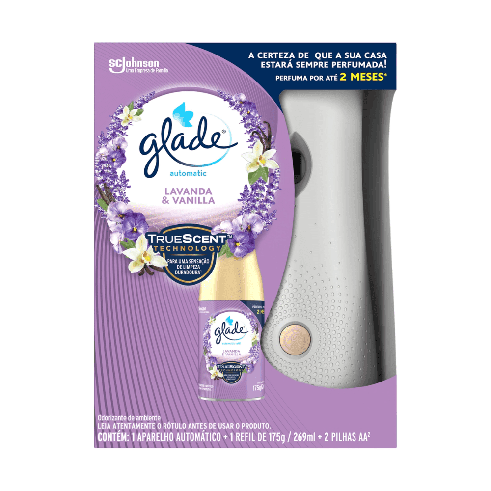 Odorizador de Ambientes Glade Automatic Spray Aparelho + Refil Lavanda & Baunilha 269ml. Categoria Produtos de Limpeza. Subcategoria Odorizador de ambiente. Marca Glade. Quantidade 269ml. Casa Limpa em São Paulo, Rua Apinajés 1484, Sumaré.