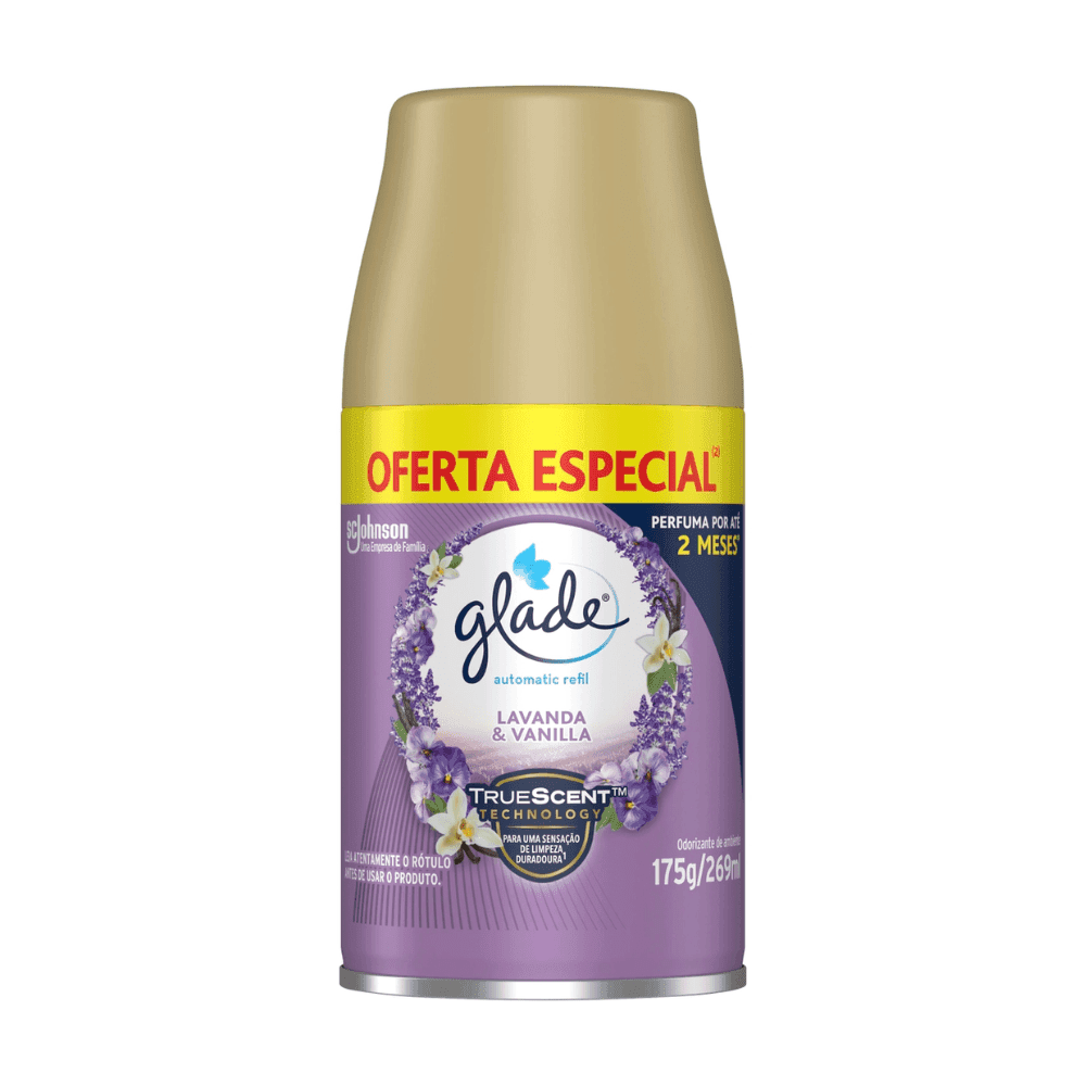 Odorizador de Ambientes Glade Automatic Spray Refil Lavanda & Vanilla Florais 269ml. Categoria Produtos de Limpeza. Subcategoria Odorizador de ambiente. Marca Glade. Quantidade 269ml. Casa Limpa em São Paulo, Rua Apinajés 1484, Sumaré.