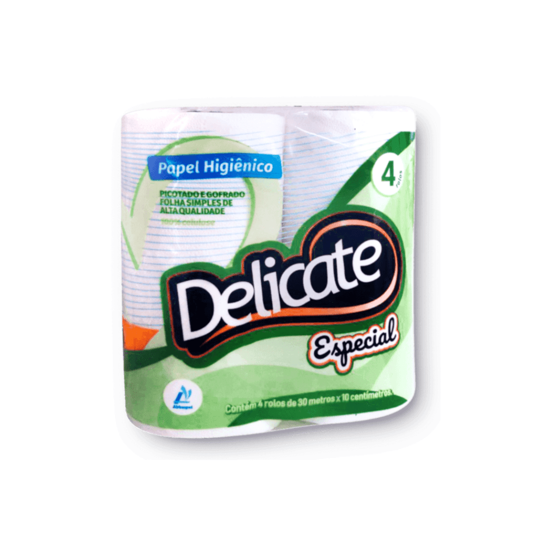 Papel Higiênico Delicate Especial Branco Folha Simples 16x4x30m. Categoria Papéis. Subcategoria Papel Higiênico Doméstico. Marca Delicate. Quantidade 64 rolos. Casa Limpa em São Paulo, Rua Apinajés 1484, Sumaré.