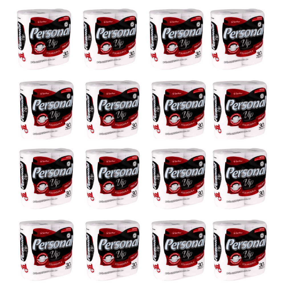 Papel Higiênico Folha Dupla Personal Vip 16 pacotes com 4 rolos de 30 metros. Categoria Papéis. Subcategoria Papel Higiênico Doméstico. Marca Personal. Quantidade 64 Rolos. Casa Limpa em São Paulo, Rua Apinajés 1484, Sumaré.