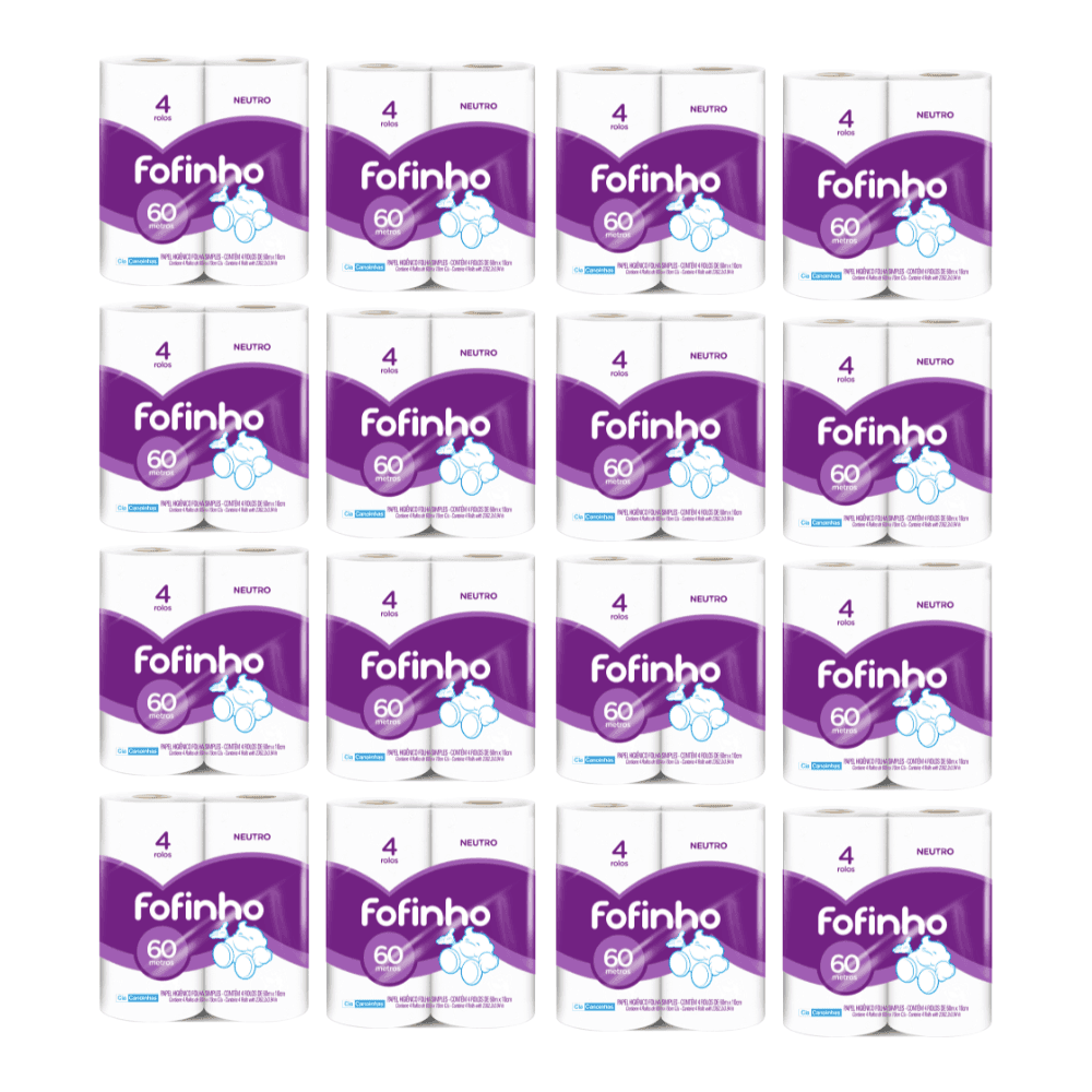 Papel Higiênico Folha Simples Fofinho 16 pacotes com 4 rolos de 60m. Categoria Papéis. Subcategoria Papel Higiênico Doméstico. Marca Fofinho. Quantidade 64 Rolos. Casa Limpa em São Paulo, Rua Apinajés 1484, Sumaré.
