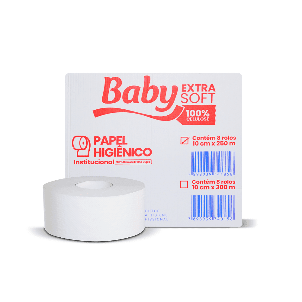 Papel Higiênico Rolão Folha Dupla 100% Celulose Baby Extra Soft 8 rolos de 250m. Categoria Papéis. Subcategoria Papel Higiênico Rolão. Marca Baby. Quantidade 8 Rolos. Casa Limpa em São Paulo, Rua Apinajés 1484, Sumaré.