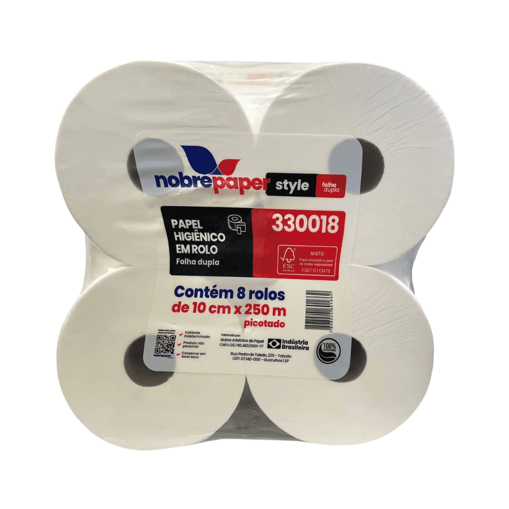 Papel Higiênico Rolão Folha Dupla 100% Celulose Picotado Nobre 8 rolos de 250m. Categoria Papéis. Subcategoria Papel Higiênico Rolão. Marca Nobre Paper. Quantidade 8 rolos. Casa Limpa em São Paulo, Rua Apinajés 1484, Sumaré.