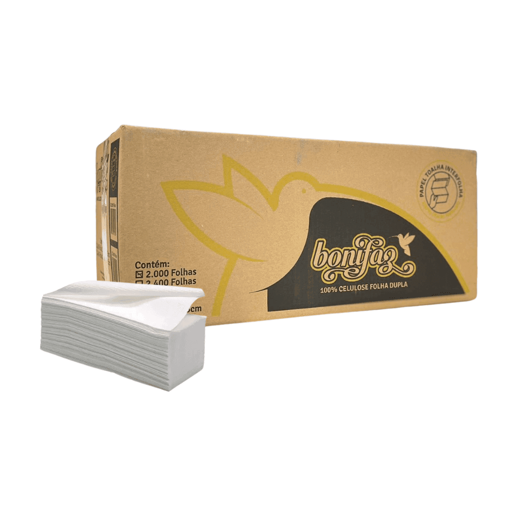 Papel Interfolha 100% Celulose Folha Dupla 2 Dobras Bonifaz 2.000 folhas. Categoria Papéis. Subcategoria Papel Interfolha. Marca Bonifaz. Quantidade 2.000 folhas. Casa Limpa em São Paulo, Rua Apinajés 1484, Sumaré.