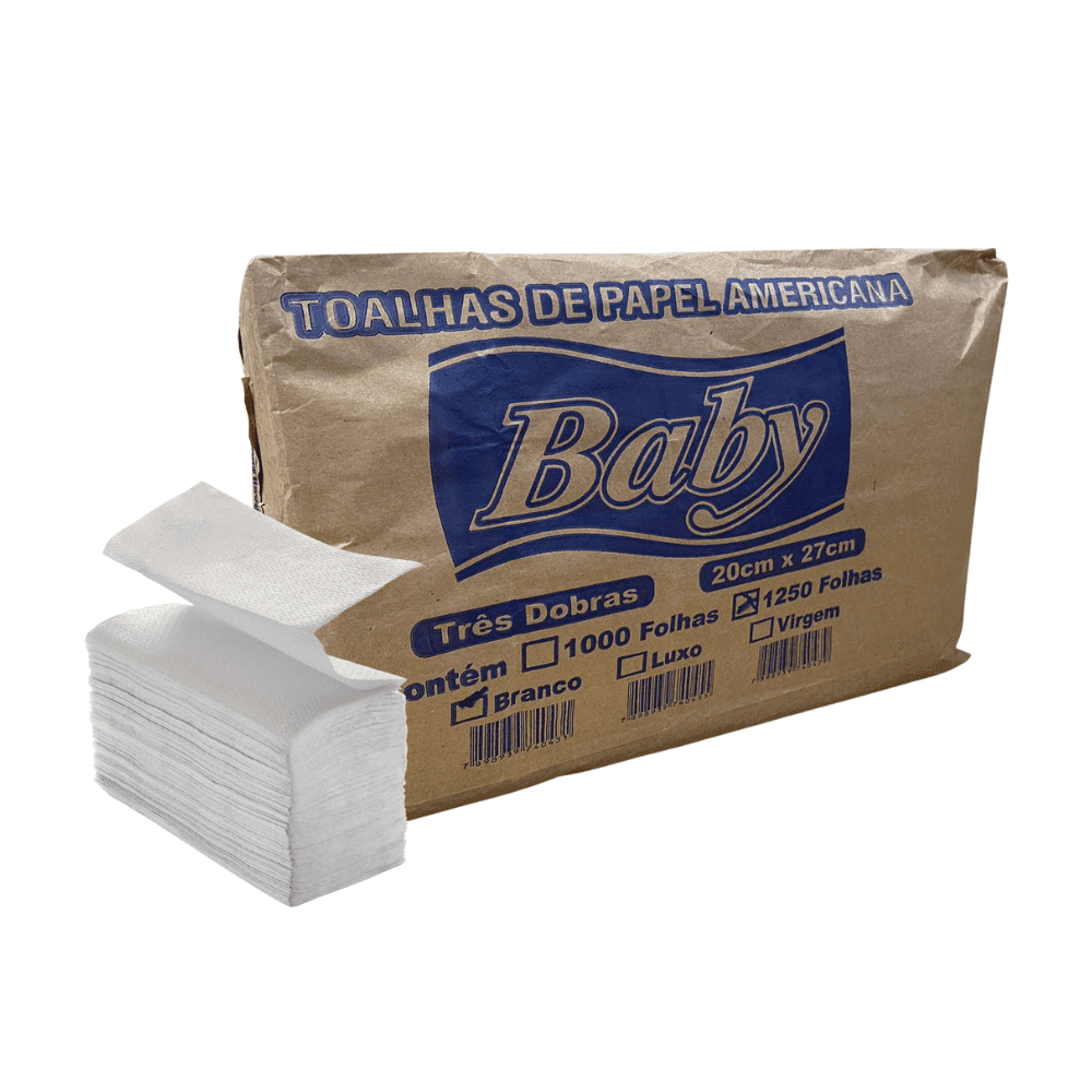 Papel Interfolha Branco Folha Simples 3 Dobras Baby 1.250 folhas. Categoria Papéis. Subcategoria Papel Interfolha. Marca Baby. Quantidade 1.250 folhas. Casa Limpa em São Paulo, Rua Apinajés 1484, Sumaré.