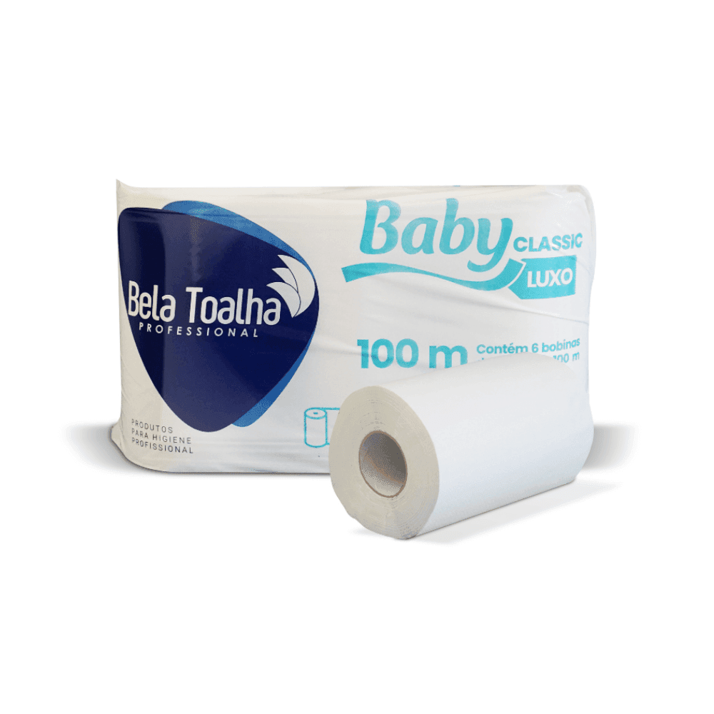 Papel Toalha Bobina Luxo Baby com 6 rolos de 100 metros. Categoria Papéis. Subcategoria Papel Toalha Bobina. Marca Baby. Quantidade 6 rolos de 100m. Casa Limpa em São Paulo, Rua Apinajés 1484, Sumaré.
