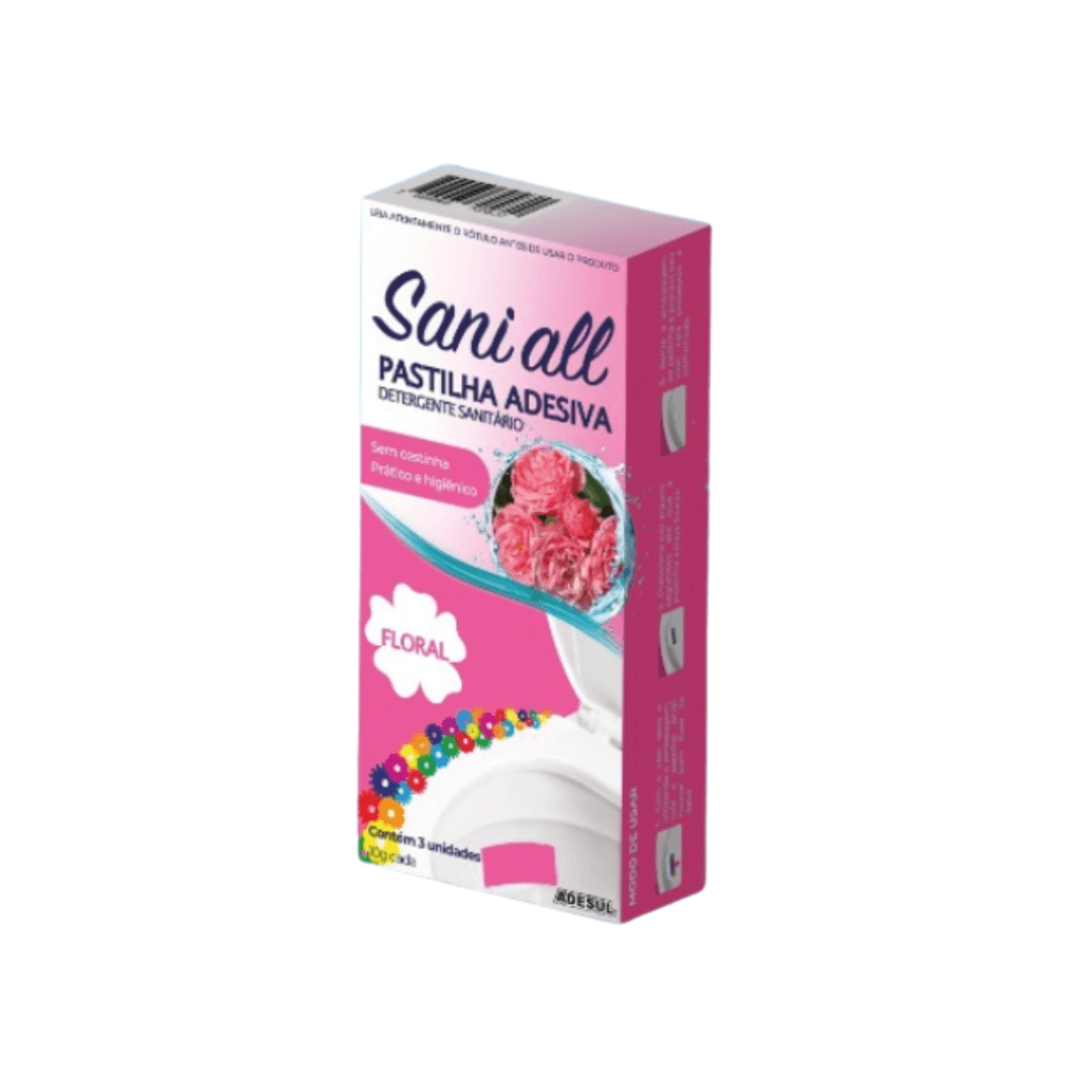 Pastilha Adesiva Sanitária Floral Sani All. Categoria Produtos de Limpeza. Subcategoria Limpador Sanitário. Marca Sani All. Quantidade 3. Casa Limpa em São Paulo, Rua Apinajés 1484, Sumaré.