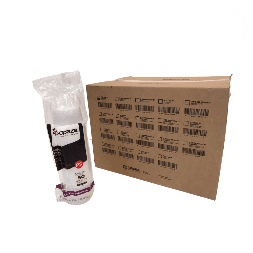 Pote 300ml Liso Translúcido P-14 Copaza 1.000 unidades. Categoria Descartáveis e Embalagens. Subcategoria Potes Descartáveis. Marca Copaza. Quantidade 1000. Casa Limpa em São Paulo, Rua Apinajés 1484, Sumaré.