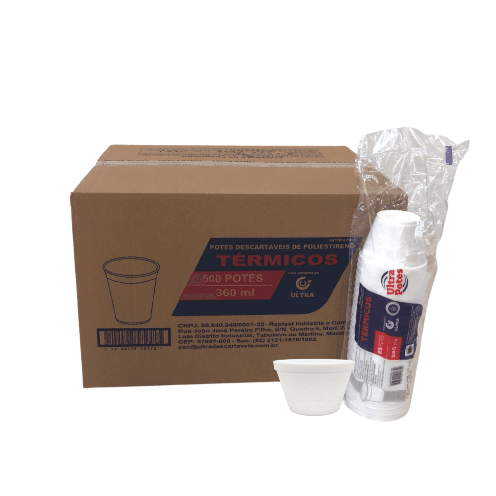 Pote de Isopor 360ml Térmico Linha Replast Ultra 500 unidades. Categoria Descartáveis e Embalagens. Subcategoria Potes Descartáveis. Marca Replast. Quantidade 500. Casa Limpa em São Paulo, Rua Apinajés 1484, Sumaré.