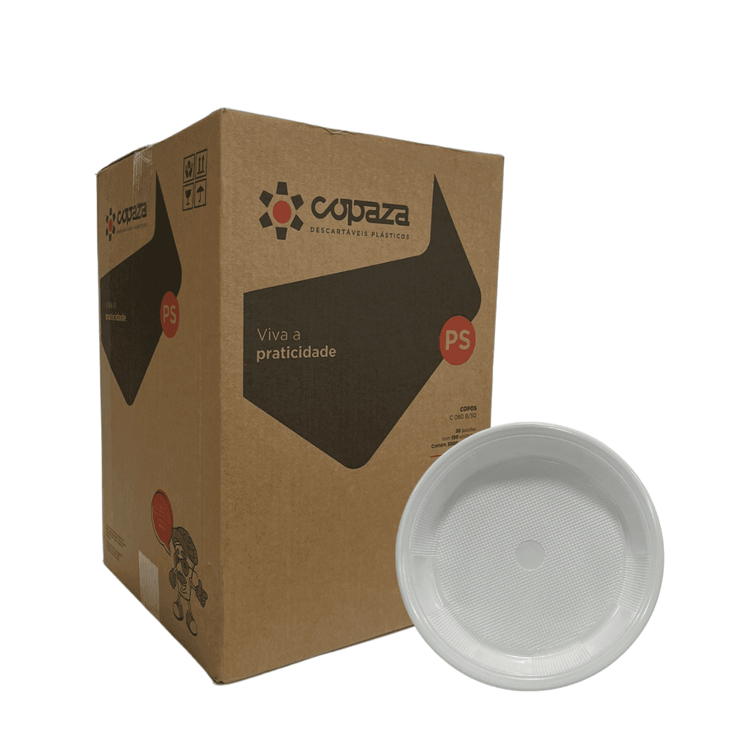 Prato 24cm Descartável Raso Branco Copaza 500 unidades. Categoria Descartáveis e Embalagens. Subcategoria Pratos Descartáveis. Marca Copaza. Quantidade 500. Casa Limpa em São Paulo, Rua Apinajés 1484, Sumaré.