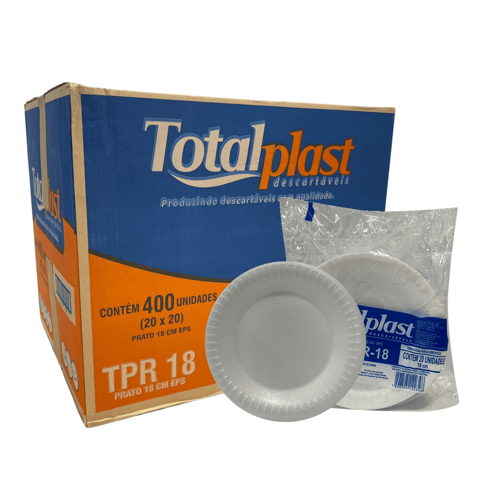 Prato de Isopor Raso 18cm para Refeição Totalplast 400 unidades. Categoria Descartáveis e Embalagens. Subcategoria Pratos Descartáveis. Marca Totalplast. Quantidade 400. Casa Limpa em São Paulo, Rua Apinajés 1484, Sumaré.