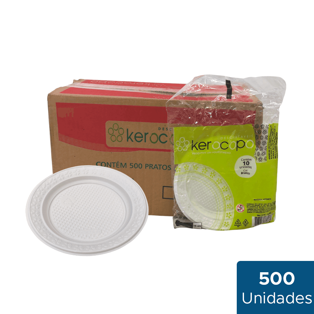 Prato Descartável Branco Raso 15cm Kerocopo 500 unidades. Categoria Descartáveis e Embalagens. Subcategoria Pratos Descartáveis. Marca Kerocopo. Quantidade 500. Casa Limpa em São Paulo, Rua Apinajés 1484, Sumaré.