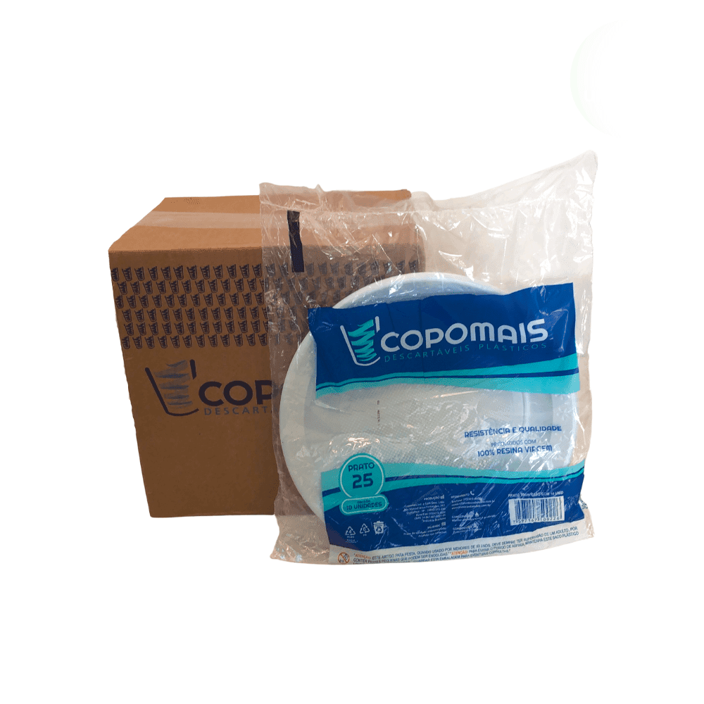 Prato Raso 25cm Branco para RefeiçãoCopomais 250 unidades. Categoria Descartáveis e Embalagens. Subcategoria Pratos Descartáveis. Marca Copomais. Quantidade 250. Casa Limpa em São Paulo, Rua Apinajés 1484, Sumaré.