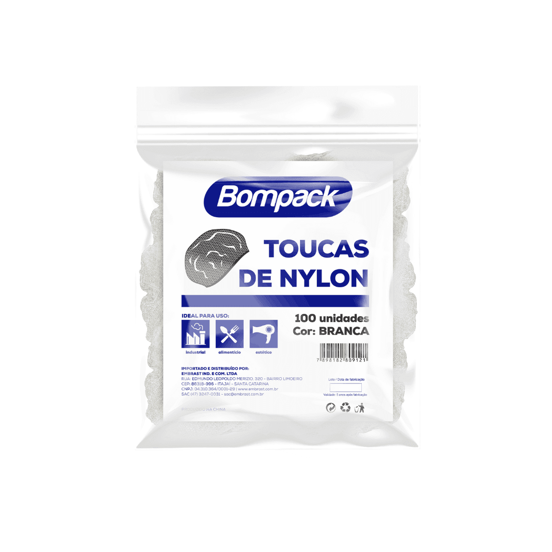 Rede Nylon Bompack P/ Cabelo Branca. Categoria EPI. Subcategoria Redes e Toucas para Cabelo. Marca Bompack. Quantidade 100 Unidades. Casa Limpa em São Paulo, Rua Apinajés 1484, Sumaré.