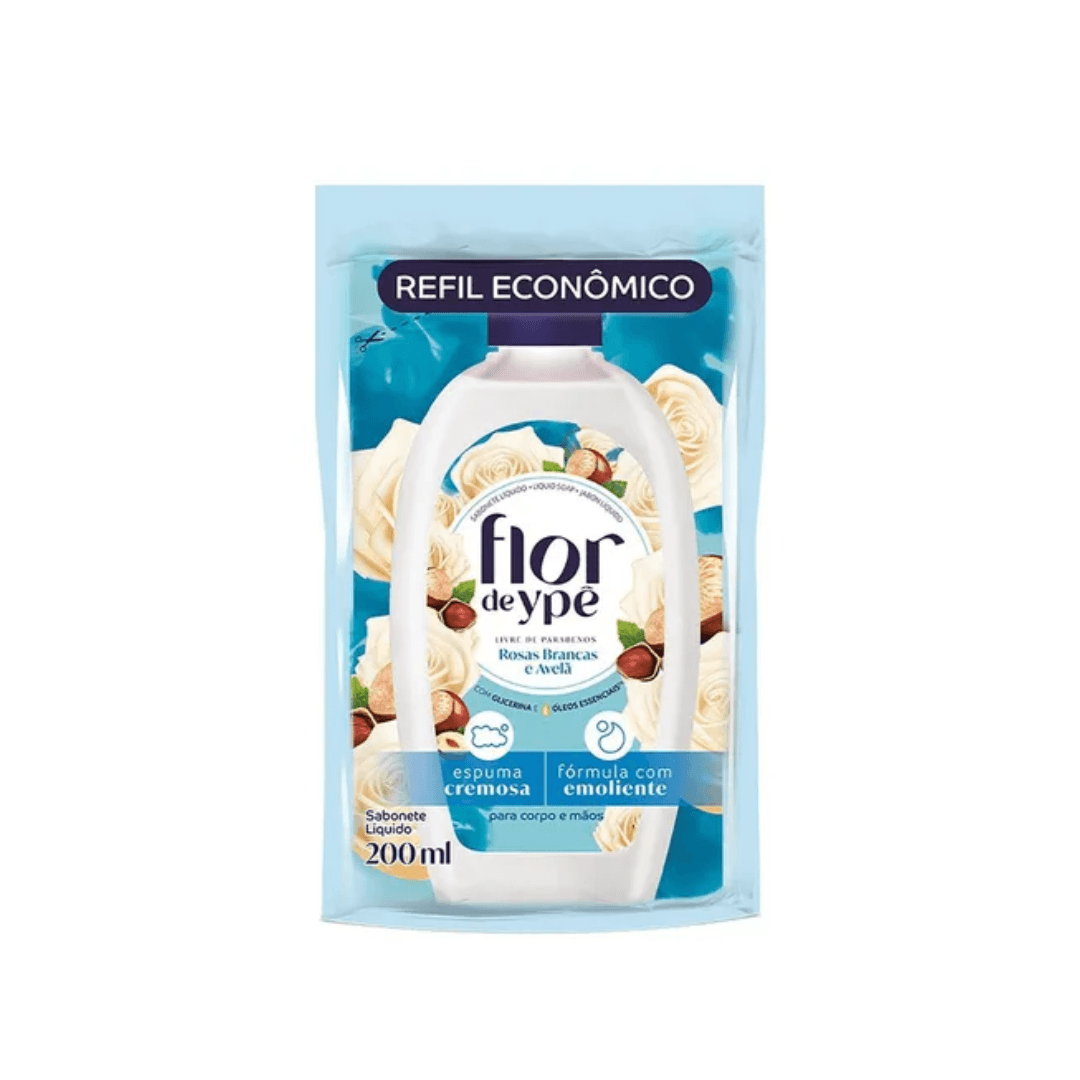 Sabonete 200ml Rosas Brancas e Avelã Refil Flor de Ypê. Categoria Higiene e Cuidados. Subcategoria Sabonetes. Marca Flor de Ypê. Quantidade 200ml. Casa Limpa em São Paulo, Rua Apinajés 1484, Sumaré.