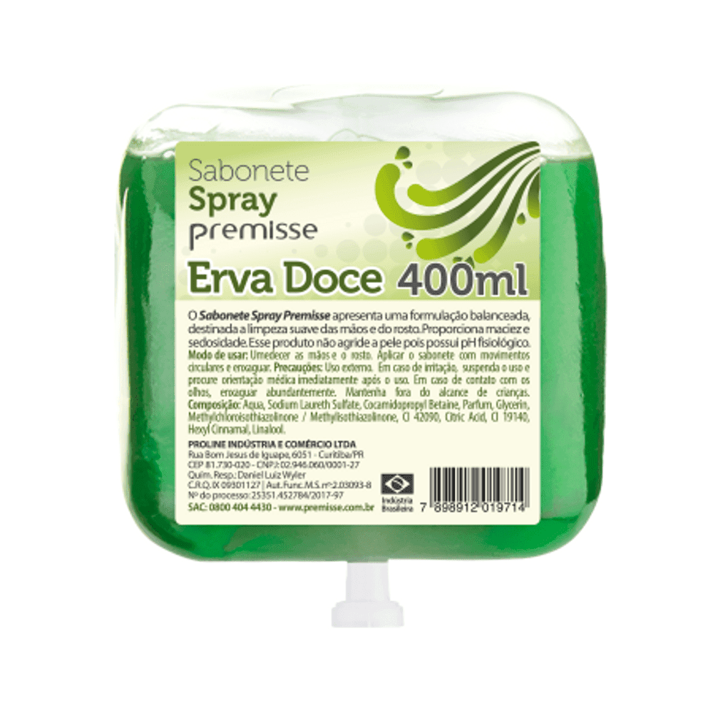 Sabonete Spray Erva Doce Premisse Refil 400ml. Categoria Higiene e Cuidados. Subcategoria Sabonetes. Marca Premisse. Quantidade 400ml. Casa Limpa em São Paulo, Rua Apinajés 1484, Sumaré.