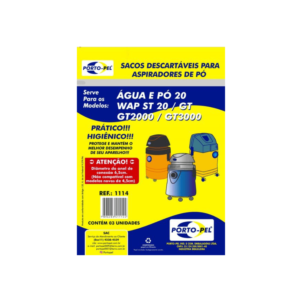 Saco 20L para Aspirador de Pó Portopel 3 unidades compatível com Aparelhos Electrolux. Categoria Sacos e Sacolas. Subcategoria Saco para Aspirador. Marca Polar. Quantidade 3 Unidades . Casa Limpa em São Paulo, Rua Apinajés 1484, Sumaré.