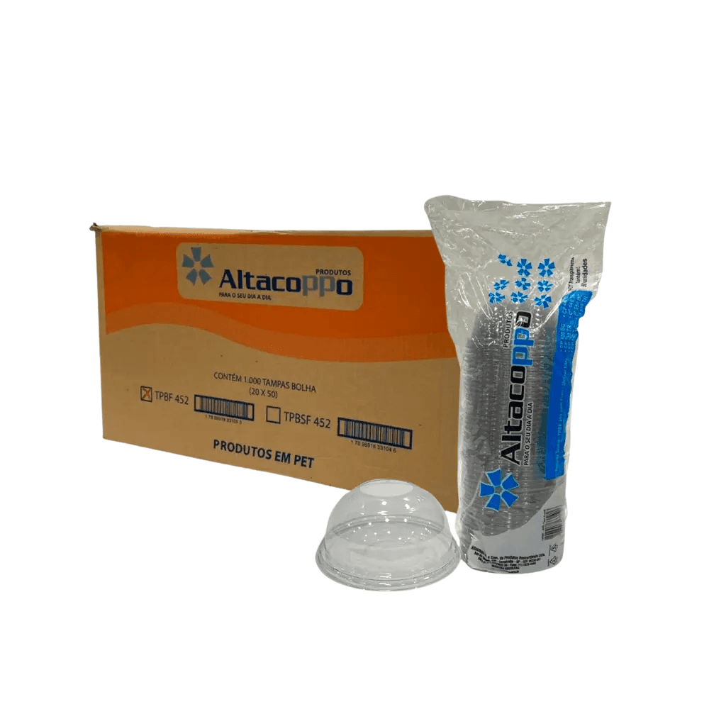 Tampa Bolha com Furo para Copos 400,440,500 e 550ml Altacoppo 1000 unidades. Categoria Descartáveis e Embalagens. Subcategoria Tampas Descartáveis. Marca Altacoppo. Quantidade 1000. Casa Limpa em São Paulo, Rua Apinajés 1484, Sumaré.