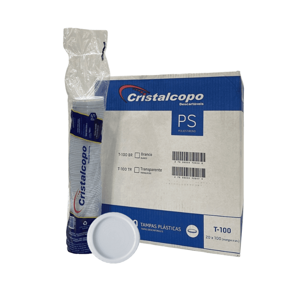 Tampa Branca para Pote 100ml e copos 150/180/200ml Cristalcopo com 2.000 unidades. Categoria Descartáveis e Embalagens. Subcategoria Tampas Descartáveis. Marca Cristalcopo. Quantidade 2.000 unidades. Casa Limpa em São Paulo, Rua Apinajés 1484, Sumaré.