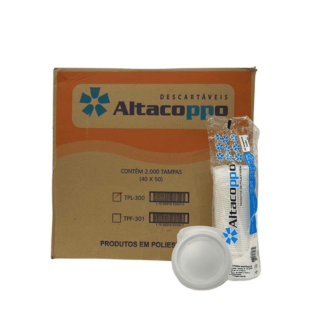 Tampa para copo de 330ml Altacoppo Transparente 2.000 unidades. Categoria Descartáveis e Embalagens. Subcategoria Tampas Descartáveis. Marca Altacoppo. Quantidade 2.000 unidades. Casa Limpa em São Paulo, Rua Apinajés 1484, Sumaré.