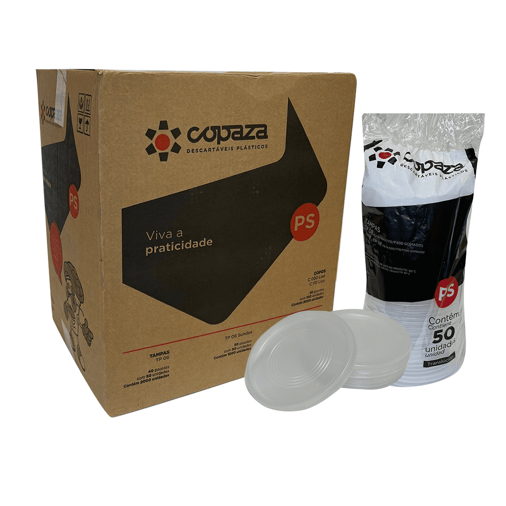 Tampa para Copos 770 e Potes 500/400/300ml TP08 Copaza 1.000 unidades. Categoria Descartáveis e Embalagens. Subcategoria Tampas Descartáveis. Marca Copaza. Quantidade 1000. Casa Limpa em São Paulo, Rua Apinajés 1484, Sumaré.
