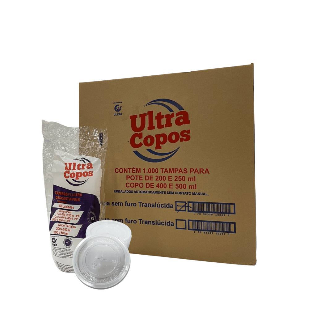 Tampa para Potes PS 200/250ml e Copos PP 400/440/500/550ml e para Copo Térmico de 200/240/300/500ml sem furo Ultra com 50 unidades. Categoria Descartáveis e Embalagens. Subcategoria Tampas Descartáveis. Marca Replast. Quantidade 1000. Casa Limpa em São Paulo, Rua Apinajés 1484, Sumaré.