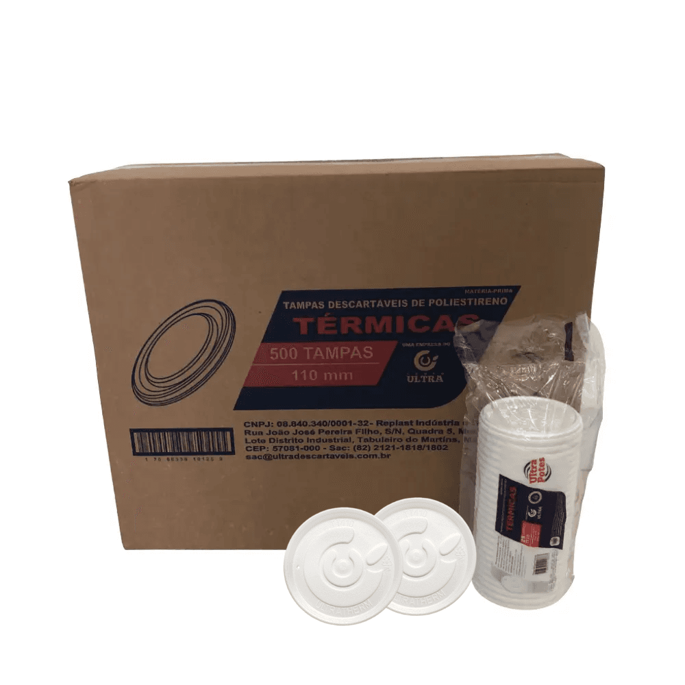 Tampa para potes Térmicos de isopor 240/300/360/480ml Ultratherm com 500 unidades. Categoria Descartáveis e Embalagens. Subcategoria Tampas Descartáveis. Marca Replast. Quantidade 500. Casa Limpa em São Paulo, Rua Apinajés 1484, Sumaré.