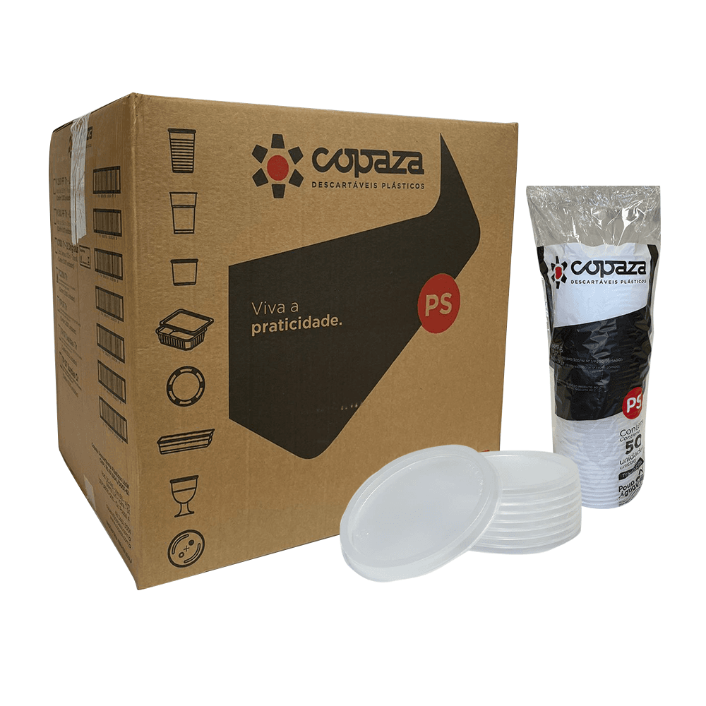 Tampa TP07 Translúcida sem Furo para Copos 400/440/500ml e Potes 200/250ml Copaza 2.000 unidades. Categoria Descartáveis e Embalagens. Subcategoria Tampas Descartáveis. Marca Copaza. Quantidade 2000. Casa Limpa em São Paulo, Rua Apinajés 1484, Sumaré.