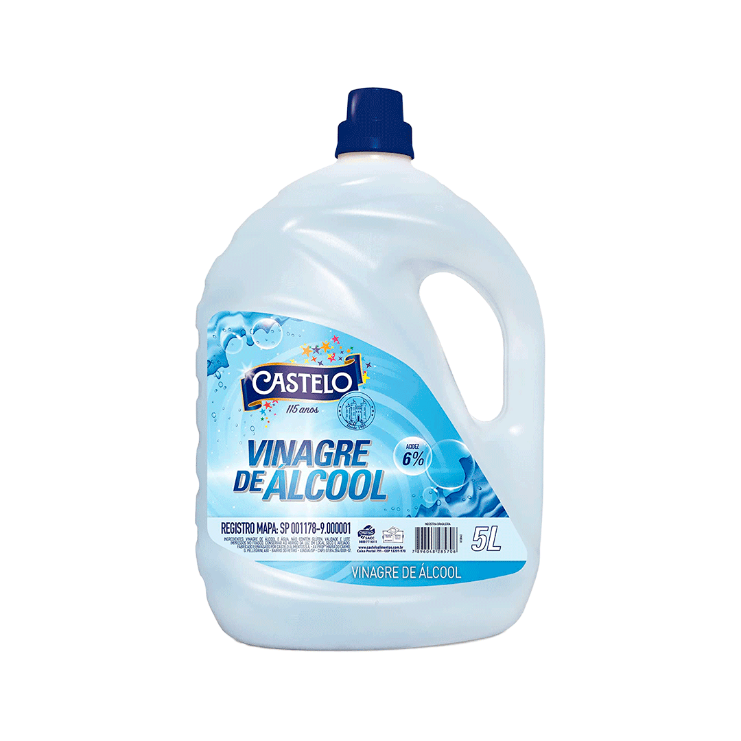 Vinagre de Álcool 6% Castelo 5L Indicado para Limpeza. Categoria Produtos de Limpeza. Subcategoria Vinagre. Marca Castelo. Quantidade 5L. Casa Limpa em São Paulo, Rua Apinajés 1484, Sumaré.